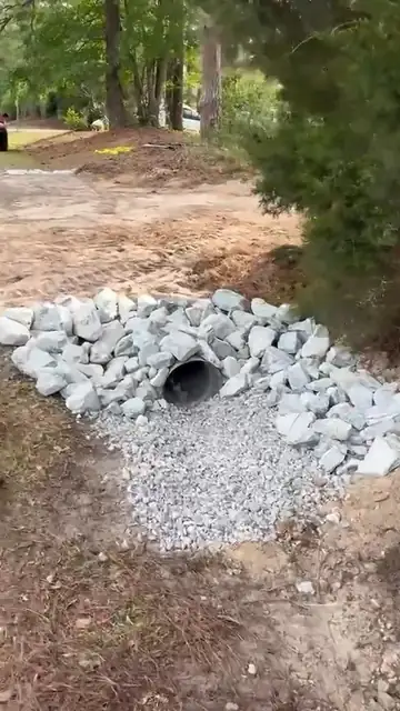 Driveway culvert with rip-rap