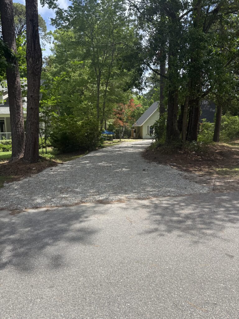 New gravel driveway installation